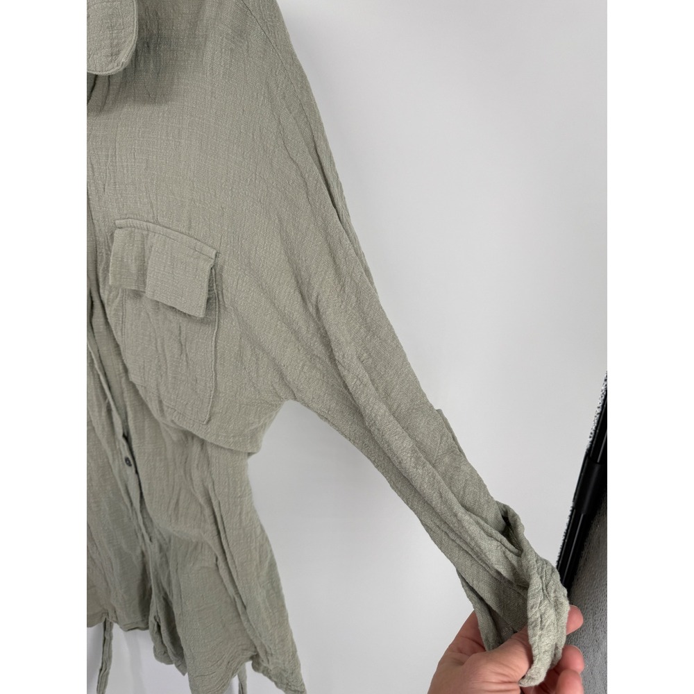 Vici Collared Button Front Utility Romper Olive G… - image 3